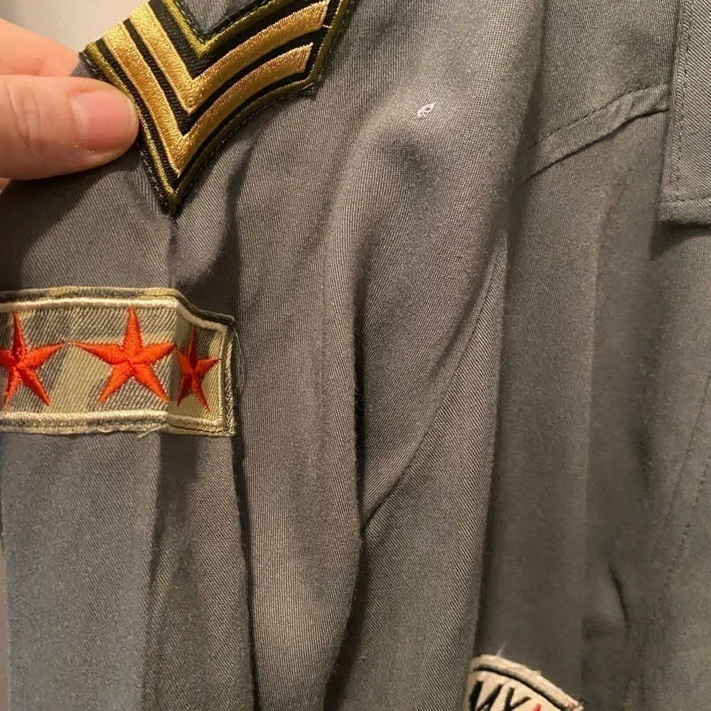 It Girls light weight Jacket w/patches green SizeL - Picture 5 of 6